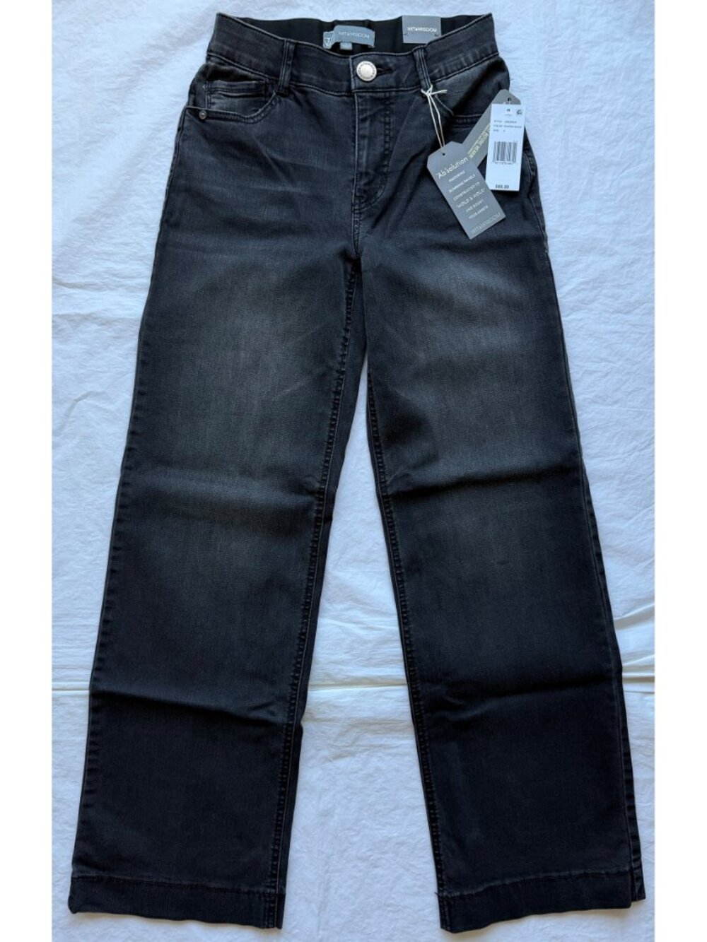 WIT & WISDOM NWT SAM HIGH RISE WASHED BLACK WIDE LEG JEAN. SIZE 2 - Picture 7 of 15
